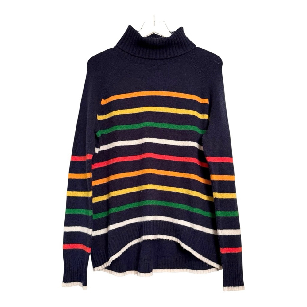 J.Crew Supersoft Navy Multistriped Turtleneck Sweater M - Picture 6 of 13